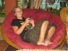 Christin in gemuetlichem Sessel